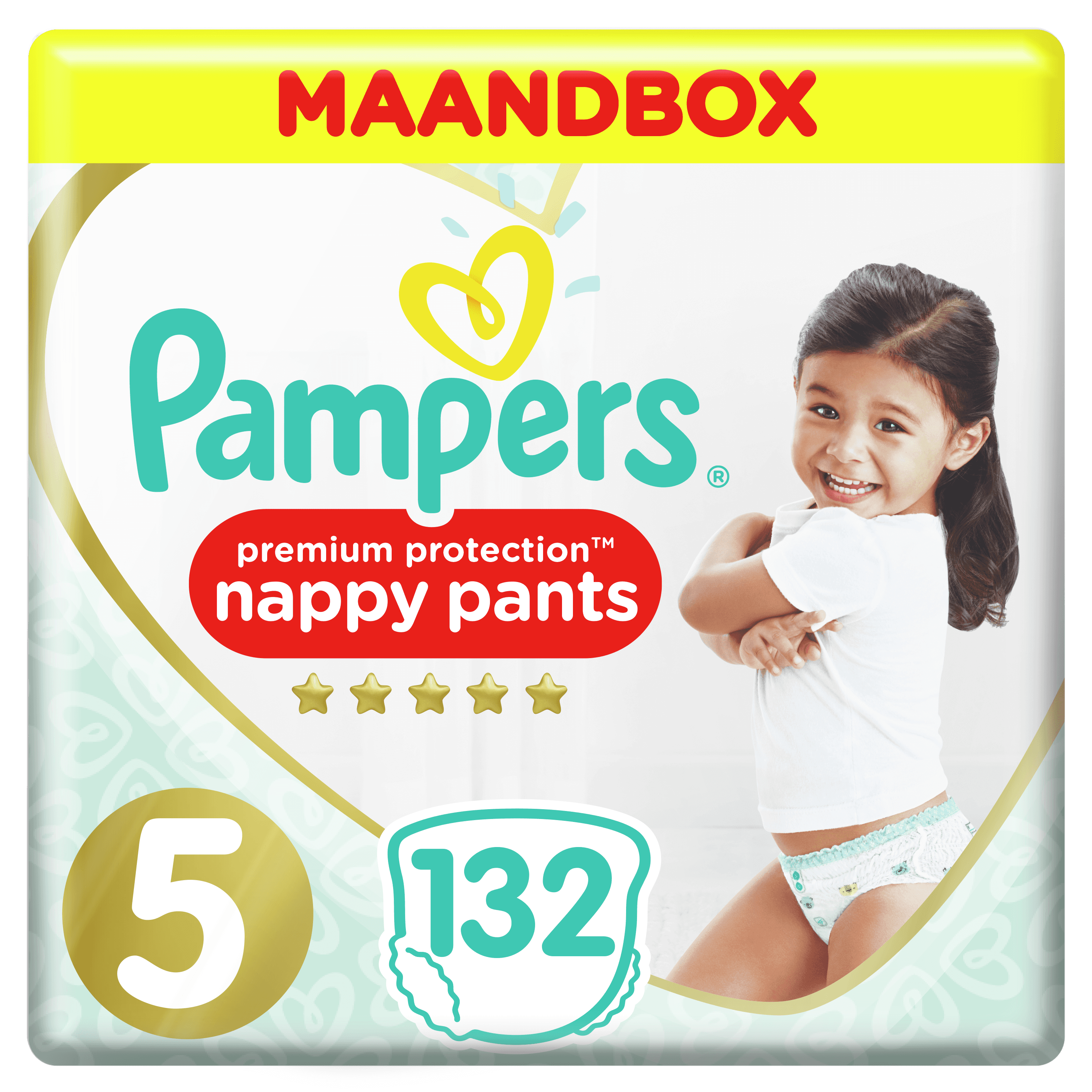 Pampers Premium Protection Pants S5, 132 Luierbroekjes, Zacht, 1 Maandbox multi