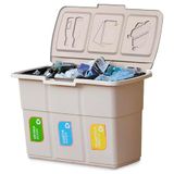 Avilia Vuilnisemmer met 3 vakken voor afvalscheiding, 25 l, taupe – 75 l, compact design, klapdeksel, robuuste kunststof, ideaal voor thuis en op kantoor