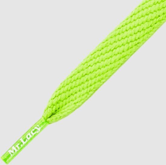 Mr.Lacy 10 mm x 110 cm Plat Neon Groen - Junior Toddler Sneaker schoenveters