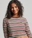 Superdry Femme Haut Court Rayé Vintage à Manches Longues en Coton bio Marron Taille: 40