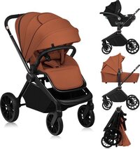 Lionelo Mika Plus - Kinderwagen 3in1 - XXL SET - incl. i-Size autostoel - Bruin Rood - tot 22kg