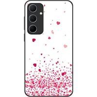Samsung Galaxy A35 Confettis de coeurs rose Verstevigd hoesje met sublimatie bedrukking