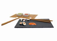 Nerthus FIH 092 sushi set compleet leisteen plank stokjes mat keramiek