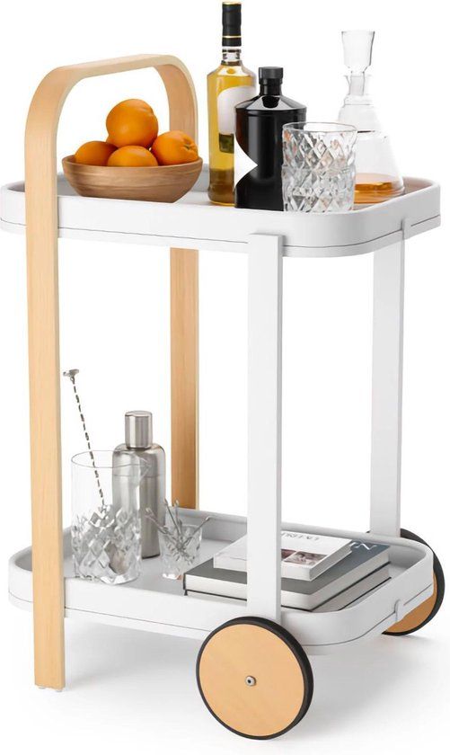 Umbra Bellwood Bartrolley - Wit - Beukenhout & Gelakt Staal
