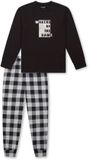 SCHIESSER Pyjama lang Jongens Zwart Geruit Katoen Maat 164