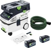 Festool CTLC MIDI I-Basic accu-afzuigwagen 36 V (2x 18 V) stofklasse L + 2x accu 5,0 Ah - zonder lader