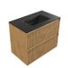 Saniclass Badkamermeubelset - 80x45x62cm - Vygo keramische wastafel zwart - 1 wasbak - zonder kraangat - 2 lades - mat eiken natural