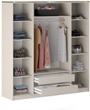 Vente-unique Kast met 4 deuren - L200 cm - Beige en goudkleurig - VUKIA