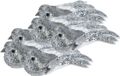 Merkloos Kerstboomversiering Vogel - 6x stuks - 10 cm - Zilver glitter - op clip - ornament