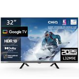 CHiQ L32M9E Smart TV, 32 inch (80 cm), HDR10, Google TV, drievoudige tuner, Dolby Audio, DBX-TV, HDMI, USB, zonder metalen frame, zwart