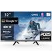 CHiQ L32M9E Smart TV, 32 inch (80 cm), HDR10, Google TV, drievoudige tuner, Dolby Audio, DBX-TV, HDMI, USB, zonder metalen frame, zwart