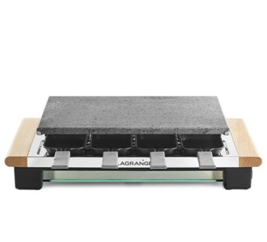 Elegance Lagrange Elegance Stone Raclette 8 personen 1100 W Platina, Roestvrijstaal, Hout