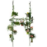 Merkloos BAOYOUNI Telescopische plantenpothouder van metaal, bloemenrek met 12 planken, in hoogte verstelbaar, opbergorganizer, display voor binnen, balkon, woonkamer, tuin, kantoor, café