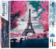 Figured'Art Diamond Painting set Volwassenen 40x50 cm Eiffeltoren en bloemen