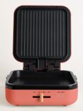 CREATE Stone Studio Pro Multifunctionele grill met 180 graden opening, terracotta en temperatuurregeling, anti-aanbaklaag, lekbak, cool-touch-handgreep, 1400 W