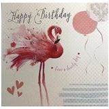 Wit WHITE COTTON CARDS BD81 verjaardagskaart, handgemaakt, flamingo-design