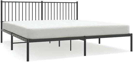 vidaXL Bedframe met hoofdbord Metaal Zwart 180x200 cm