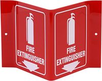 Brady White on Red Standard "L", Legend "Fire Extinguisher (with image)", White on Red, 1