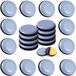 Teflon patins de chaise, diamètre 20 mm, avec clou, PTFE, 24 pièces pour 3 chaises, gris