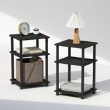 Furinno 3-Tier Turn-Tube Open Opslag Nachtkastje, Engineered Wood, Americano/Zwart, 2-Pack, Plastic Polen