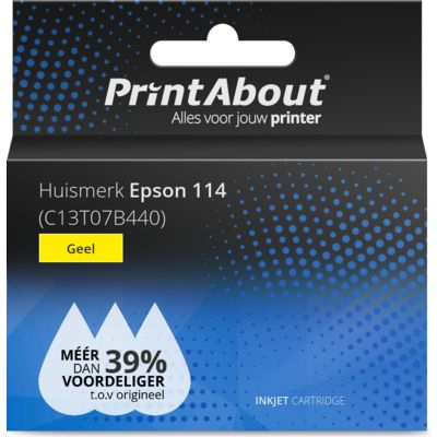 PrintAbout   Huismerk Epson 114 (C13T07B440) Inktcartridge Geel