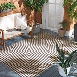 Safavieh Geometrisch Geweven Binnen/Outdoor Vloerkleed, Beachhouse Collectie, BHS123, Creme & Bruin, 91 X 152 cm