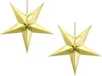 Merkloos / Sans marque Partydeco Sp. Z O. O. Pakket van 6x stuks kerstster decoratie gouden ster lampionnen 30 cm