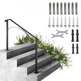 VEVOR Rampe d'Escalier Arche 3-4 Marches Garde Corps Rambarde Escalier Main Courante Balustrade Noir Mat En Fer Décoration