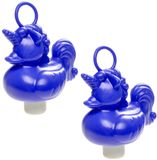 Duckiez licorne canard de bain jouet de bain - 8x - bleu - 15 x 7 cm - Avec œillet pour le jeu de pêche - plastique