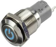 TRU COMPONENTS 1303018 LAS2GQF-11ZDT/B/12V/S/P Drukschakelaar 48 V/DC 2 A 1x aan/aan Continu Blauw IP65 1 stuk(s)