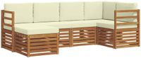 vidaXL - Hoek loungeset - 6 zitplaatsen - Natuurlijk en crème - Polyester