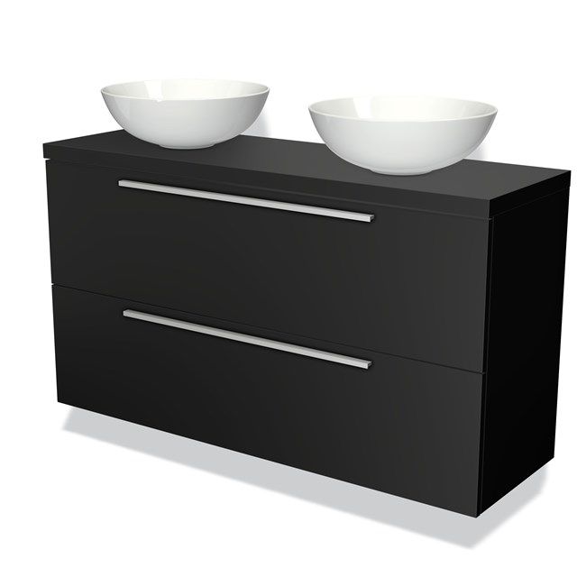 Maxaro Modulo Plato Slim Badkamermeubel 120cm Mat Zwart 2 Lades