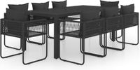 vidaXL 9-delige Tuinset PVC-rattan Zwart