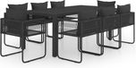vidaXL 9-delige Tuinset PVC-rattan Zwart