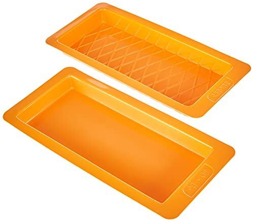 Ibili Nugat vormset glad/gegolfd 2-delig, kunststof, oranje, 23 x 10 x 2 cm, 2 stuks