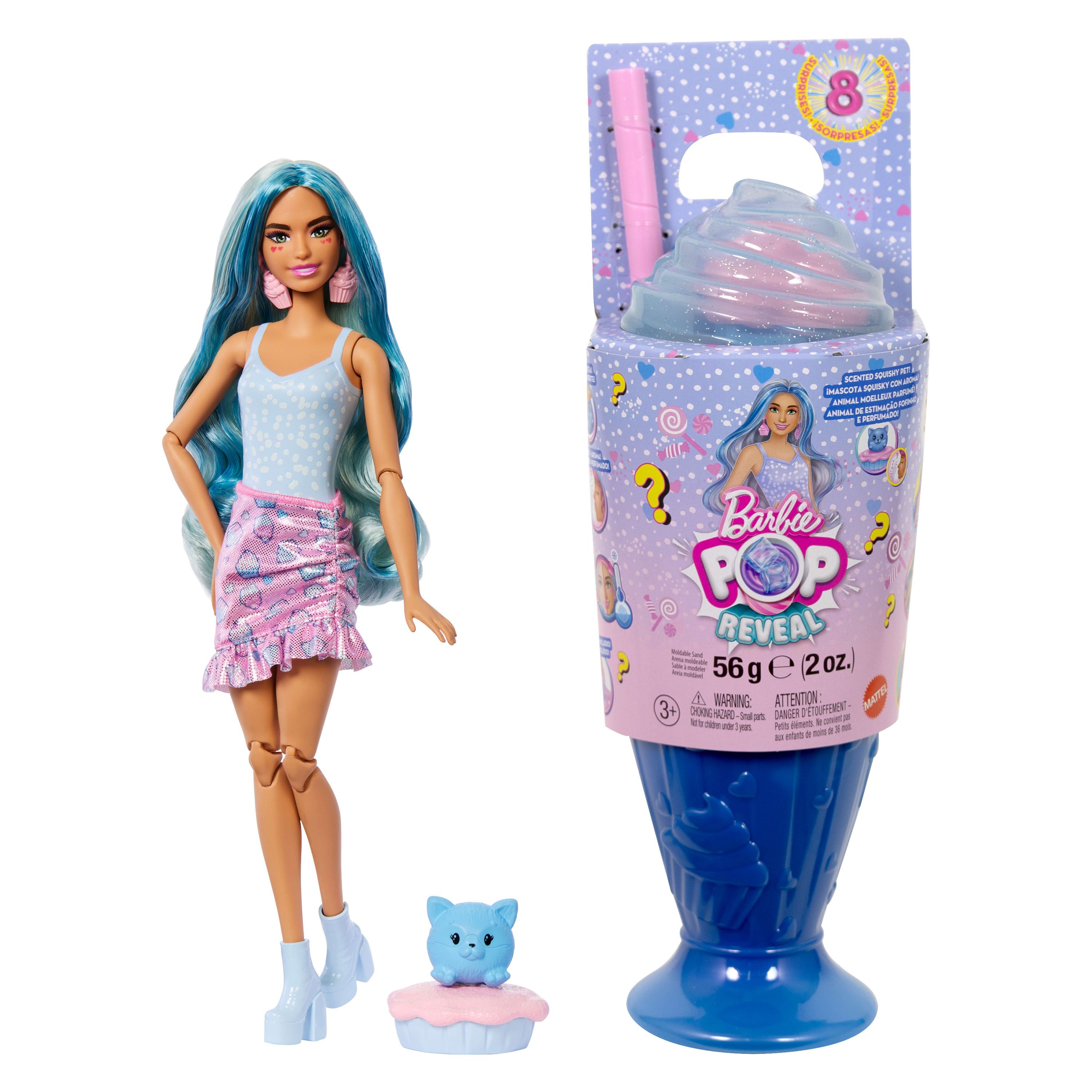 Barbie Pop Reveal Traktatiereeks, Set met Pop en Accessoires, Coole Cupcake Modepop en Dierenvriendje