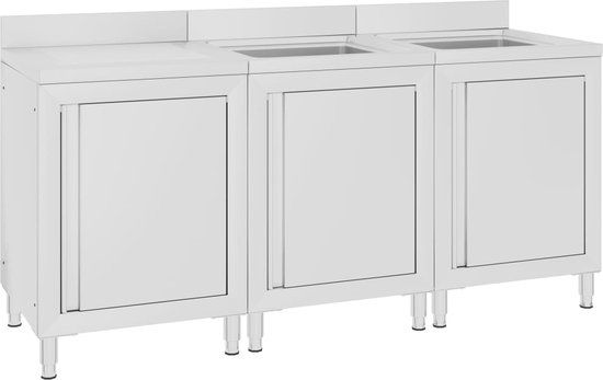 vidaXL - Wastafelkast - commercieel - 180x60x96 cm - roestvrij staal