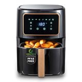 BERGNER Copperly Heteluchtfriteuse zonder PFAS 1800 W, 6,9 l, 8 kookprogramma's, luchtfriteuse met keramische coating, temperatuurinstelling 80-200 °C, timer tot 30 minuten