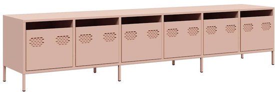 vidaXL Tv-meubel 202x39x43,5 cm koudgewalst staal roze