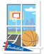 Sticker 'Trompe l' Het "Ground Basketball RoomMates (102 x 69 cm) - Monbeausticker - Kind stijl: Kind