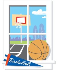 Sticker 'Trompe l' Het "Ground Basketball RoomMates (102 x 69 cm) - Monbeausticker - Kind stijl: Kind