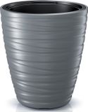 Prosperplast Plantenpot/bloempot Amazing - buiten/binnen - kunststof - steengrijs - D30 x H33 cm - met binnenpot