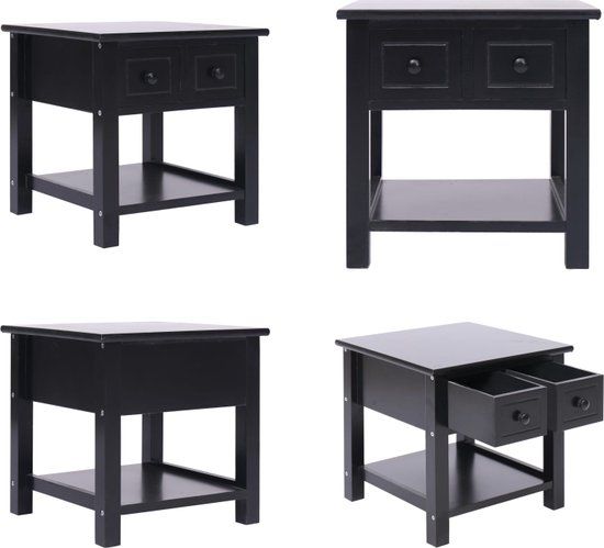 vidaXL Bijzettafel 40x40x40 cm Paulowniahout Zwart