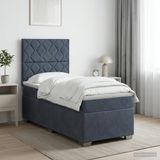 vidaXL Lit plateforme avec matelas et LED Gris foncé 90 x 190 cm Velours