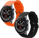 kwmobile 2x horlogebandjes geschikt voor OnePlus Watch 3 / 2 / 2R / Oppo Watch X2 bandje - Smartwatch bandjes van TPU - Activity tracker horloge band in zwart / oranje