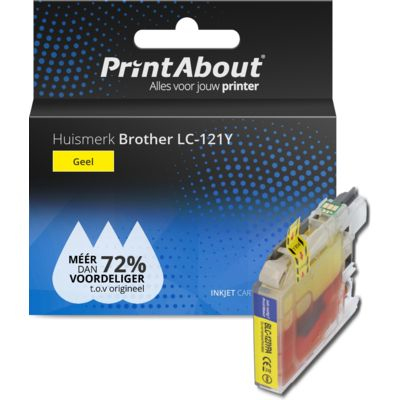 PrintAbout   Huismerk Brother LC-121Y Inktcartridge Geel