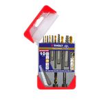 Tivoly Boorset voor gebroken schroeven + HSS-boren TiN-coating - Set van 5 boren & 5 trekkers N1 Ø 2,5 mm/N2 Ø 3,2 mm/N3 Ø 4,8 mm/N4 Ø 6,5 mm/N°5 Ø 8 mm, grijs