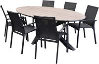 AVH-Collectie Malaga Salvador dining tuinset ovaal stapelbaar 220x115xH75 cm 7 delig polywood