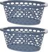 solutions de rangement 2x pièces bac à linge en plastique bleu 25 litres - bac à linge avec poignées