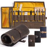 LOCHBY Gereedschapsrol, 20 x 40 cm (uitgerold) - Robuuste dagelijkse draagtas organizer voor pennen, gereedschap en meer - Tactisch minimalistisch accessoire voor mannen en vrouwen gemaakt van gewaxt